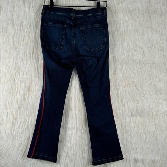 Veronica Beard Womens Carolyn 10" Baby Boot Cut Jeans Blue Red Dark Wash USA 26 - Picture 4 of 10